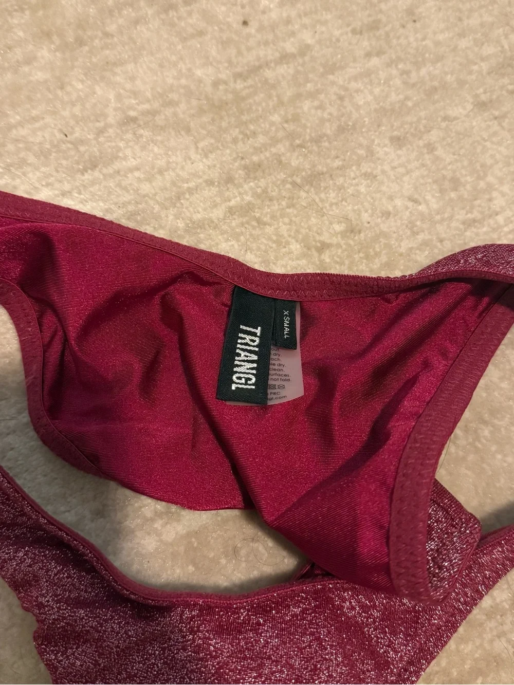 triangl swimwear Shimmery Wine Red Bikini Set - Discontinued Romy Bikini w/ Bag